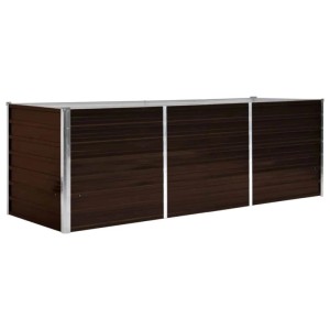 Braunes, rechteckiges Garten-Hochbeet aus verzinktem Stahl, 240x80x77 cm. Robust für Garten und Terrasse.