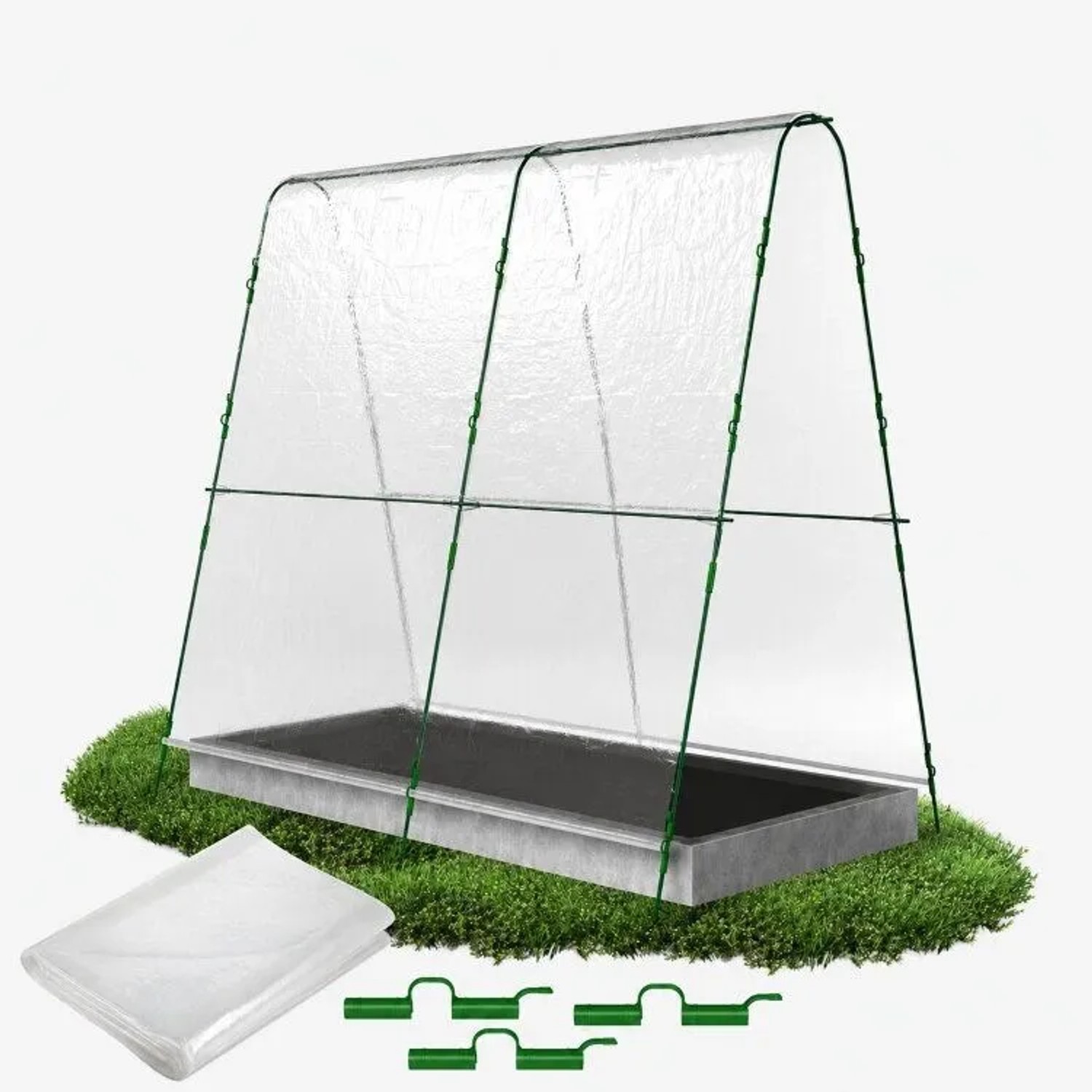 TTL GARDEN Folientunnel Set PEAK L 200 x 120 x 180 cm mit PE Folie Pflanztunnel Foliengewächshaus Frühbeet Gewächshaus Garten