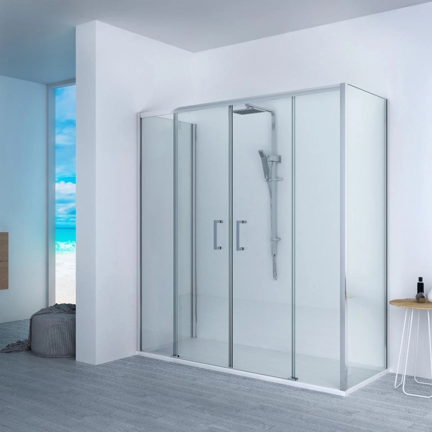 Frascio New Tecnology Duschwanne 70x160 cm mit Duschbox, extra slim, schwarz.