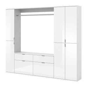 Inn.Furn Garderobenschrank Weiß Hochglanz 212 cm 21 Fächer SystemX