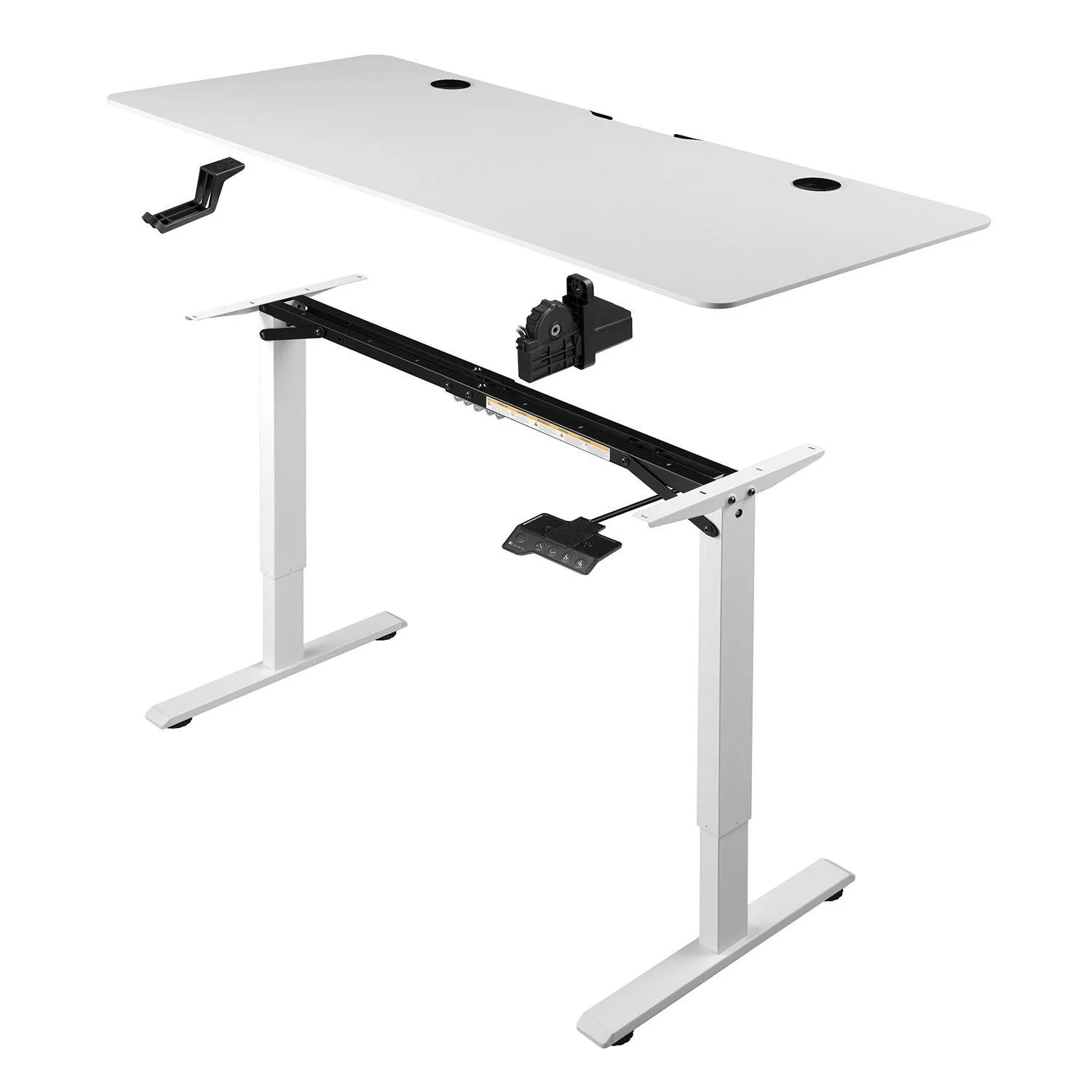 Weißer, höhenverstellbarer Juskys Schreibtisch Office Stand 120x60 cm mit Zubehör.