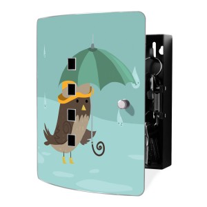 Design Schlüsselkasten aus Edelstahl mit Vogelmotiv Rainbird für 10 Schlüssel.