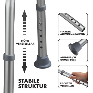 KARAT Duschhocker Peter - Höhenverstellbarer Duschstuhl Badhocker - Belastbar bis 150 kg - Rutschfest & Stabil - 360 Grad Drehbar