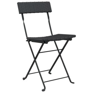 Schwarzer, klappbarer Bistrostuhl aus Poly Rattan und Stahl, 6er Set für den Garten.