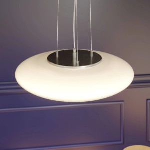 Lindby LED Pendelleuchte Gunda 9624355 Dimmbar Modern in Weiß aus Glas 1-flammig Wohnzimmerleuchte