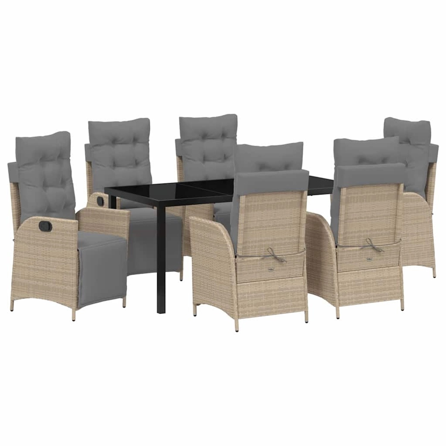 vidaXL Garten Essgruppe 7-Tlg Beige Poly Rattan 3380565 günstig online kaufen