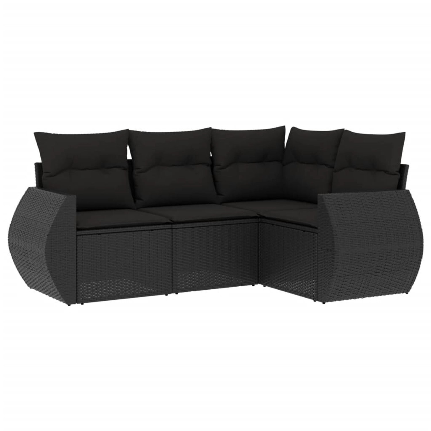 vidaXL 4-Tlg Garten-Sofagarnitur mit Kissen Schwarz Poly Rattan 3221304 günstig online kaufen