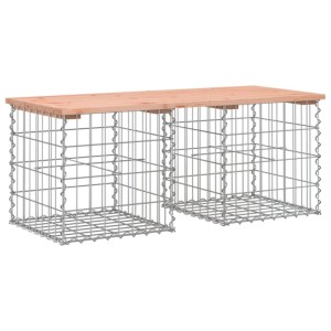 DELUKE Gartenbank Gabionen BIKS Aus Stahl 103x44x42cm Massivholz Douglasie Gabionenbank Gabionengitter Ziergabione