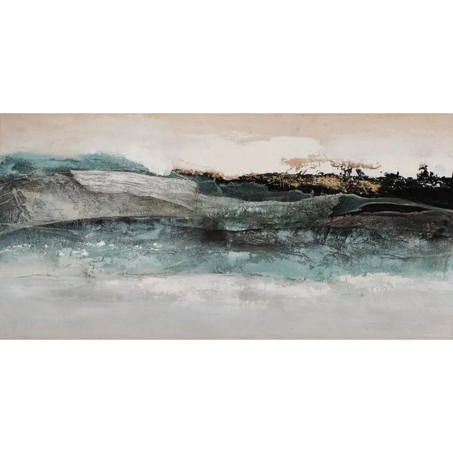 Art Universe Leinwandbild Ausdruckstark in Seegrün 70 x 140 cm