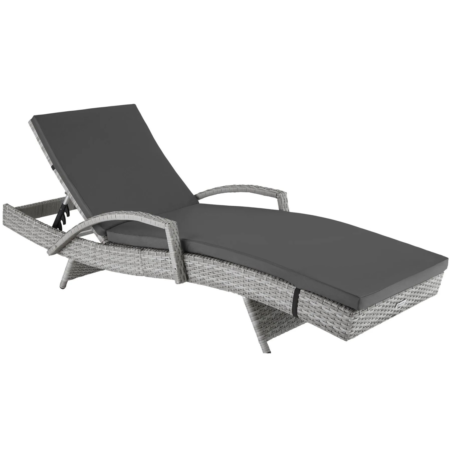 Tectake Aluminium Rattan Sonnenliege Océane Wetterfest und Uv Beständig 5 Fach Verstellbare Rückenlehne  190 x 71 x 74 50 cm Hellgrau