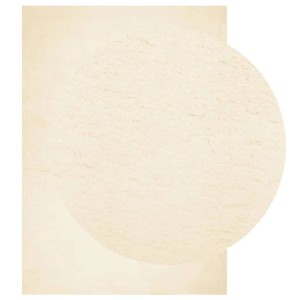 Weicher, waschbarer Kurzflor-Teppich in Creme, 140x200 cm. Ideal für Wohnzimmer und Schlafzimmer.
