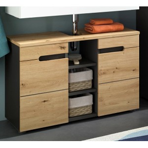 Inn.Furn Waschbeckenunterschrank in Eiche und Grau 80 cm Cooper