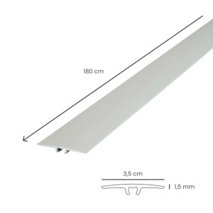 Dalsys Übergangsprofil flach, silber, 180x3,5 cm, aus Aluminium für Laminat & Parkett. Inkl. Befestigung.