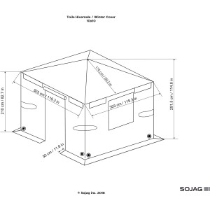 Technische Zeichnung: Sojag Winterabdeckung für Pavillon 305x305 cm, Zubehör für Lauben und Pavillons.
