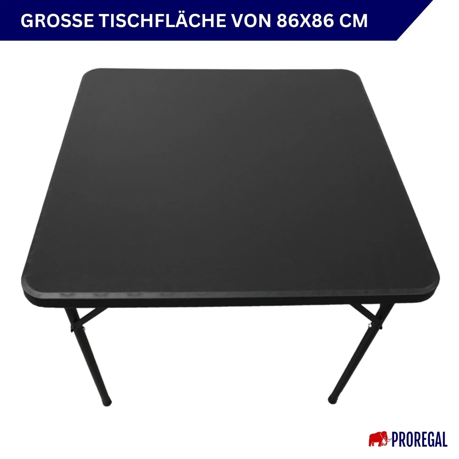 Schwarzer CHEFGASTRO Klapptisch 86x86 cm aus Kunststoff, wetterfest für Garten, Balkon & Camping.