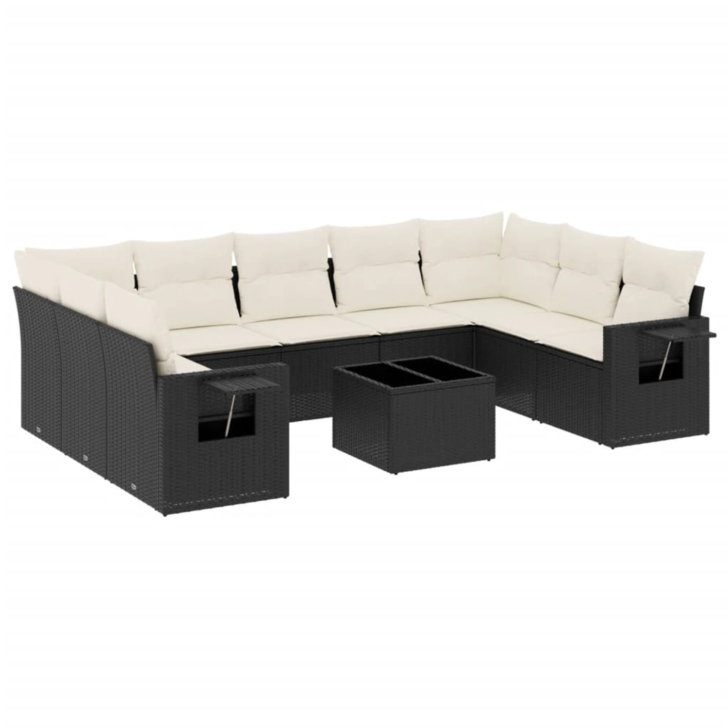 vidaXL 10-Tlg Garten-Sofagarnitur mit Kissen Schwarz Poly Rattan 3252943 günstig online kaufen