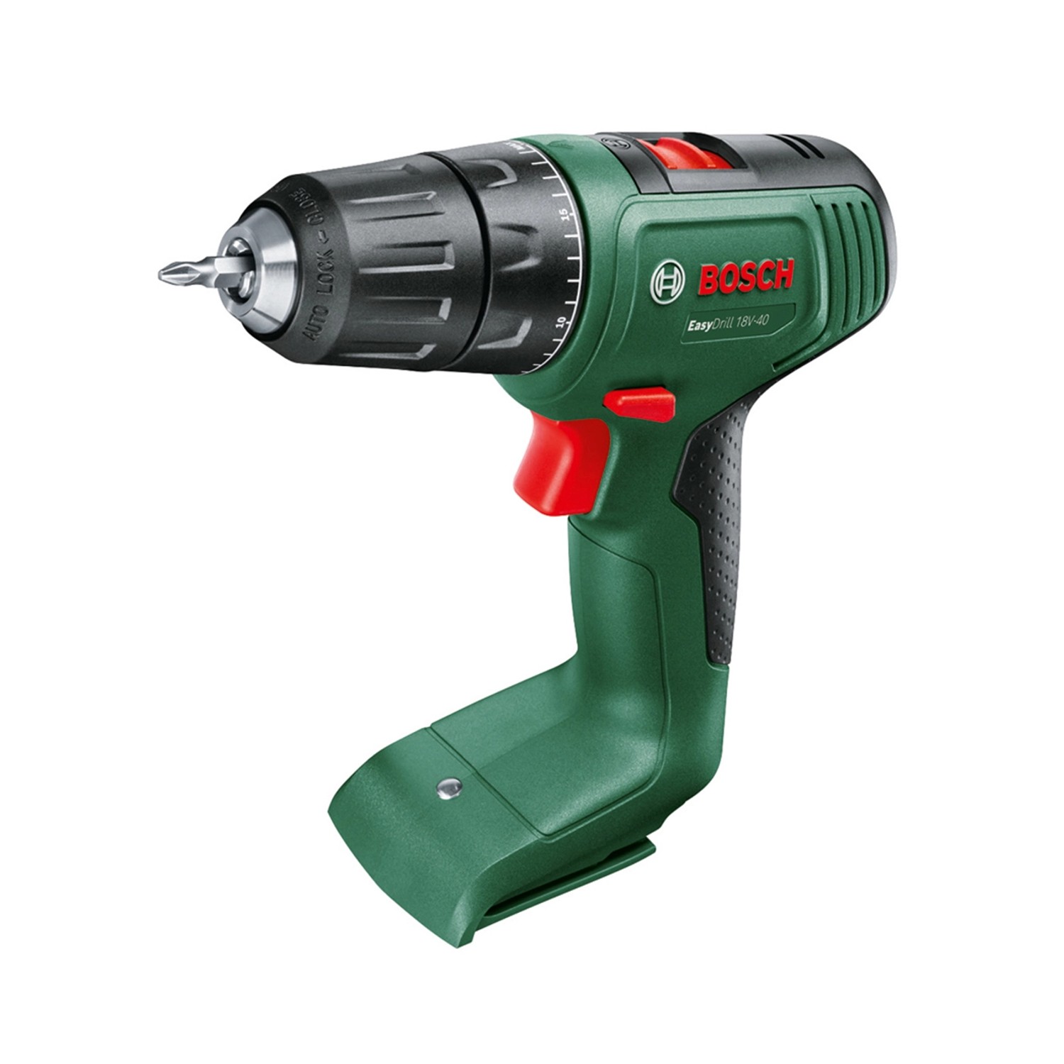Bosch EasyDrill 18V-40 Akku-Bohrschrauber in Grün und Schwarz.