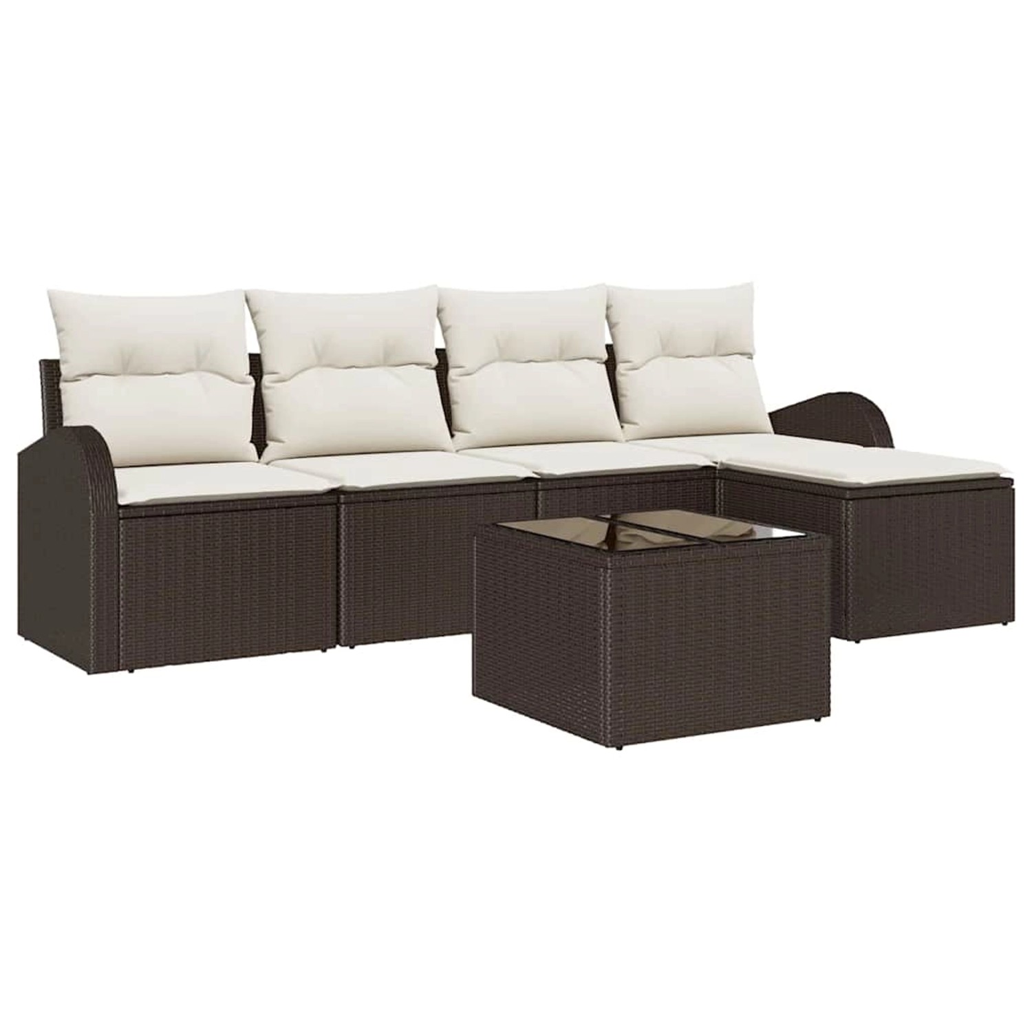 vidaXL Garten-Sofa-Set mit Kissen 6-Tlg Braun Poly Rattan 3346008 günstig online kaufen