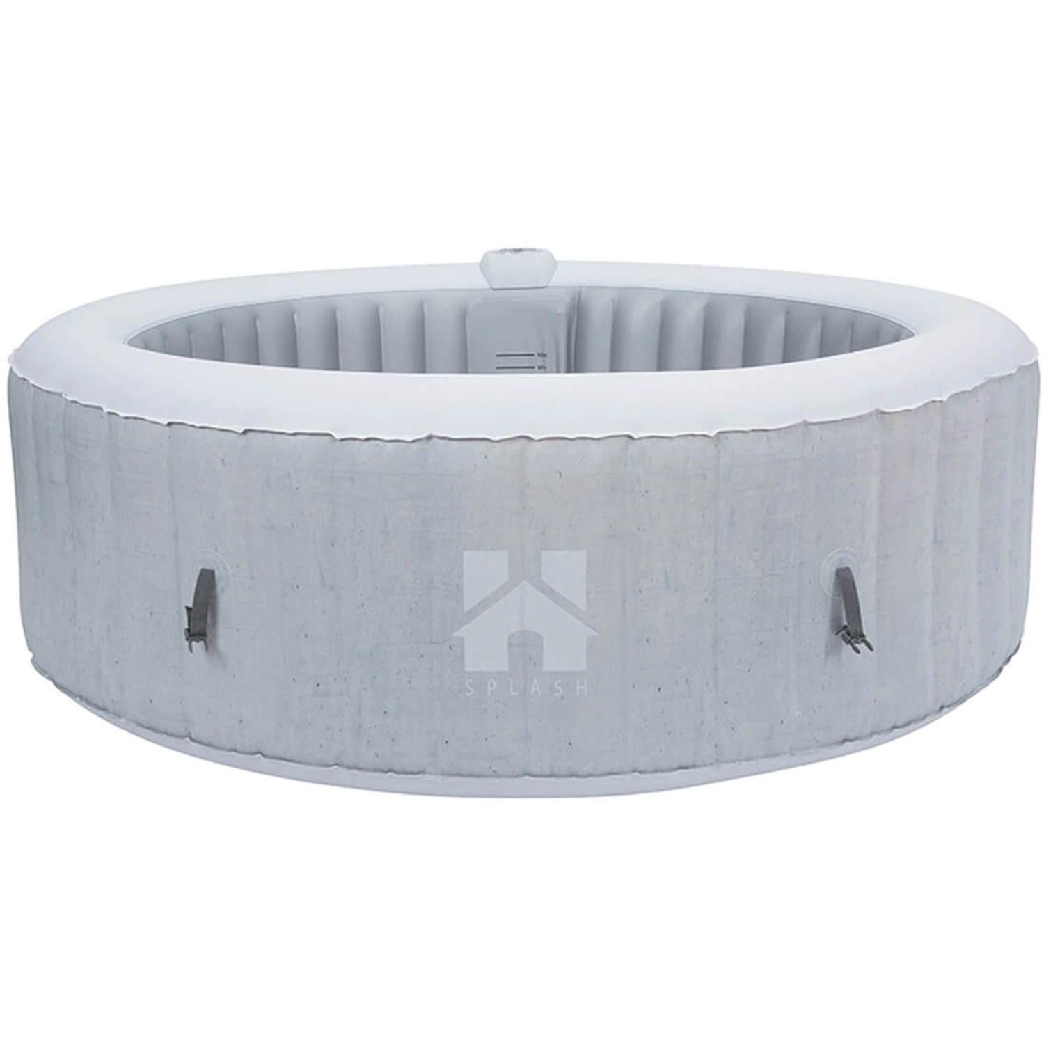 Runder Home Deluxe Whirlpool Splash in Betonoptik, Ø 208 cm, mit Steuereinheit und Abdeckung.