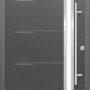 Anthrazitfarbene Haustür Thermospace Neapel Prime mit Edelstahlgriff und satiniertem Glas.