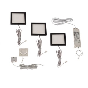 Lindby 3er Set LED Unterschrankleuchten Antony 9934145 Dimmbar Modern in Schwarz 3-flammig Küchenleuchte