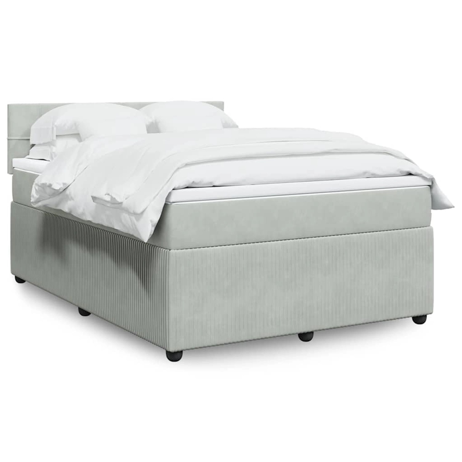 vidaXL Boxspringbett mit Matratze Hellgrau 140x200 cm Samt 3290058 günstig online kaufen