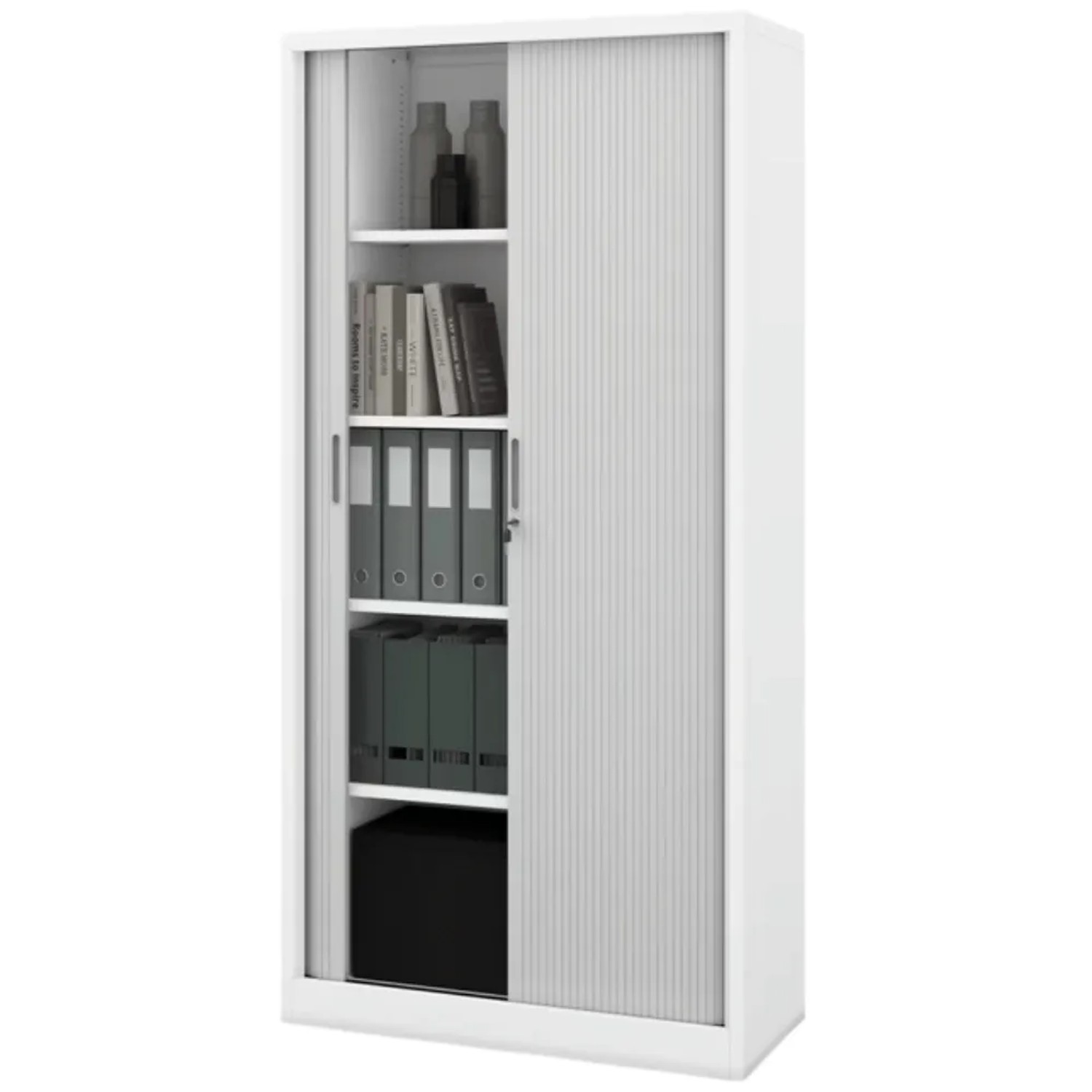 JAN NOWAK Aktenschrank Abschließbar DAMIAN mit Rolladentüren 185 x 90 x 45 cm Weiß-Grau