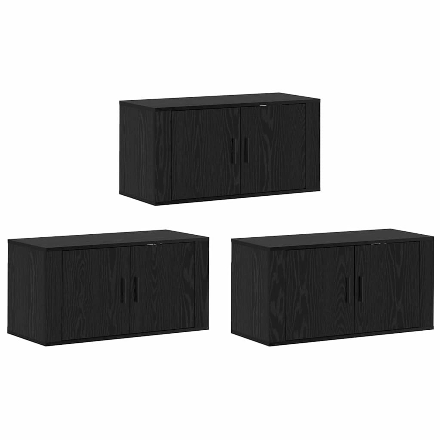 vidaXL Wand-TV-Schrank Set Wandmontiert 3-Tlg Schwarz Eichen-Optik 3415599
