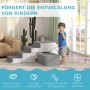 Graues HOMCOM Kinder Softplay Set aus Kunstleder und Schaumstoff mit Tisch und Treppe.
