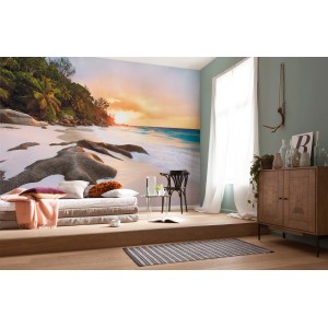 Komar Vlies Fototapete Nature (400x250 cm) mit Strandmotiv bei Sonnenuntergang.