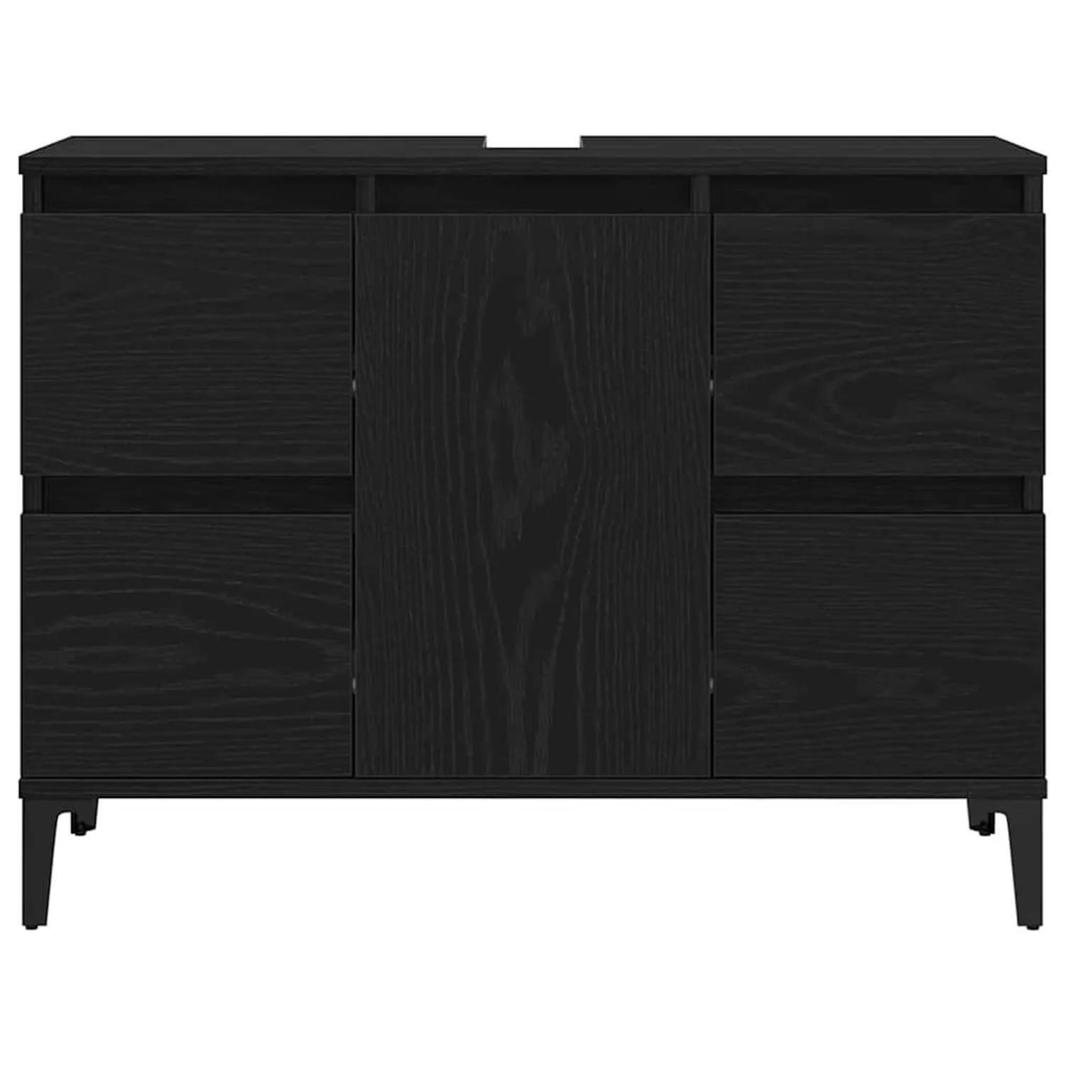 vidaXL Waschbeckenschrank in Schwarz Eichen-Optik, 80x33x60 cm, mit Tür und Schublade.