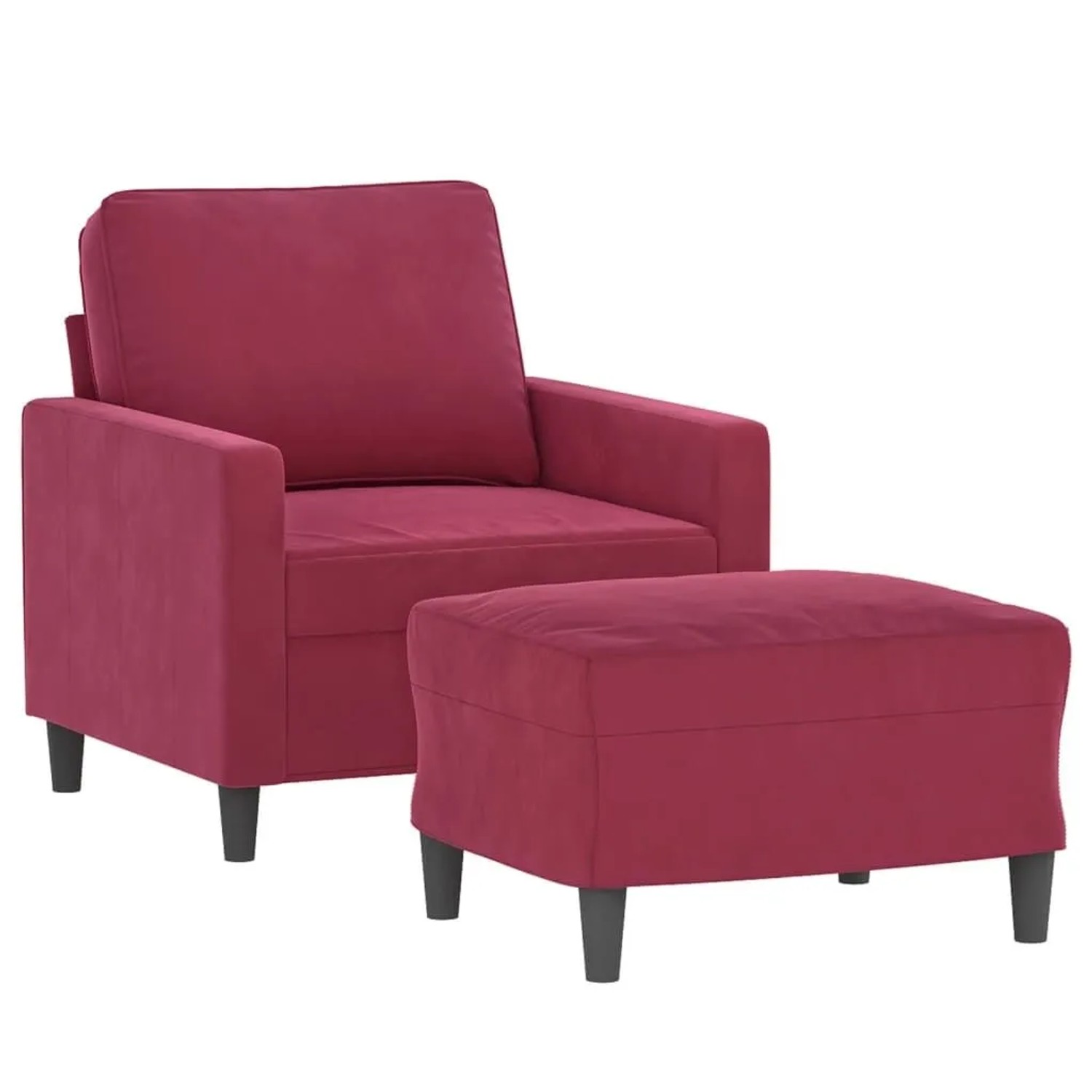 vidaXL Sessel mit Hocker Weinrot 60 cm Samt 3201049