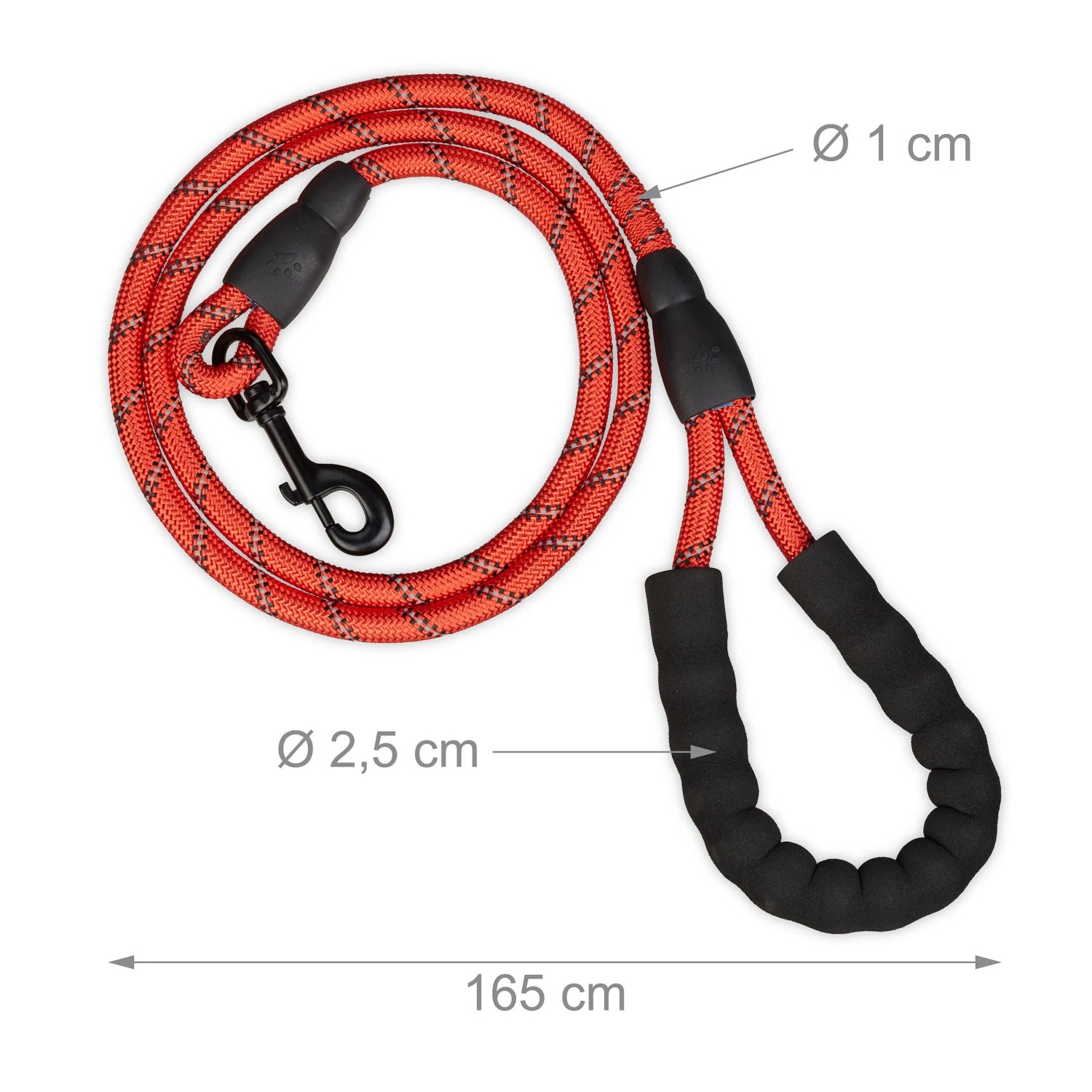 Relaxdays Hundeleine Nylon Rot Gepolstert Reflektierend 150 cm_4