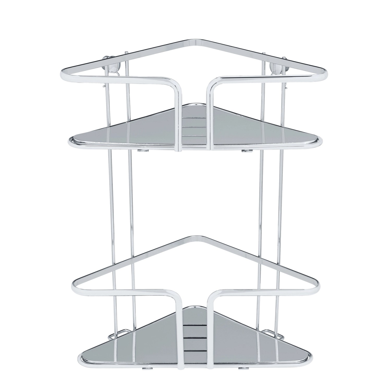 WENKO Eckregal Termoli mit 2 Etagen aus verchromtem Edelstahl für Bad und Dusche.