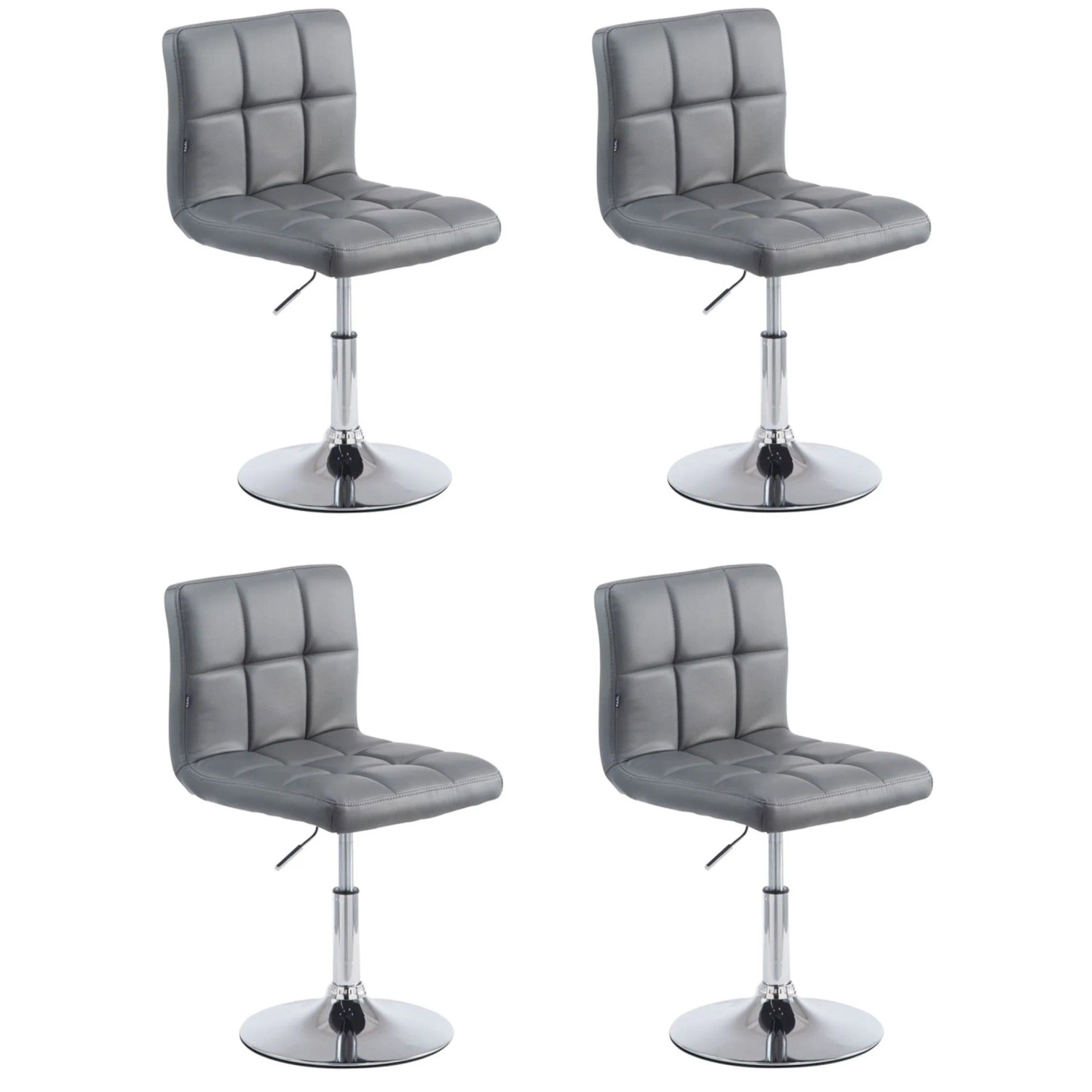 DELUKE 4er Set Barhocker BANGKO Kunstleder Grau 44x49x74cm Barstuhl Höhenverstellbar Mit Lehne Drehbar Tresenhocker Tresenstuhl