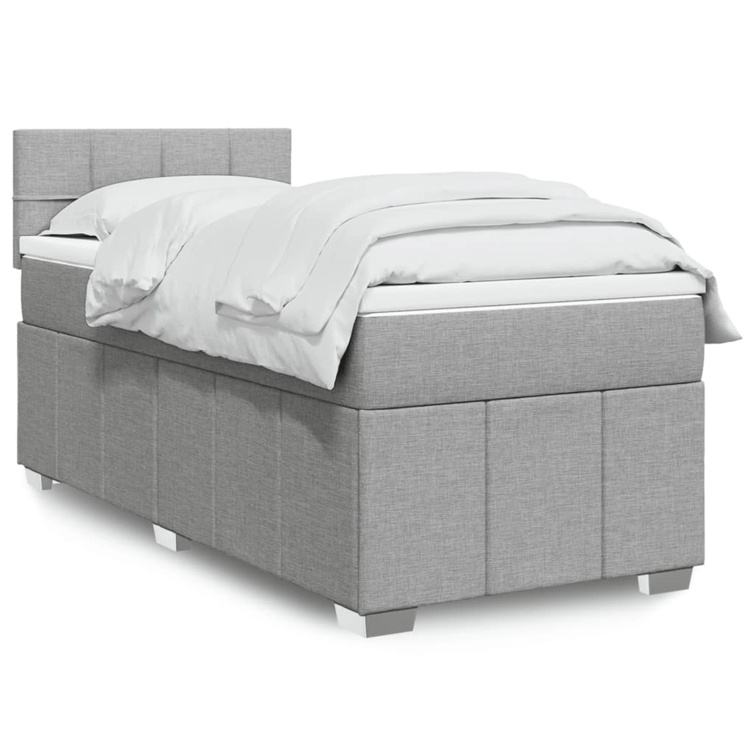 vidaXL Boxspringbett mit Matratze Hellgrau 90x200 cm Stoff 3289251 günstig online kaufen