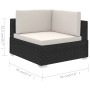 vidaXL Garten-Lounge-Ecke, Poly Rattan schwarz mit cremeweißen Auflagen.