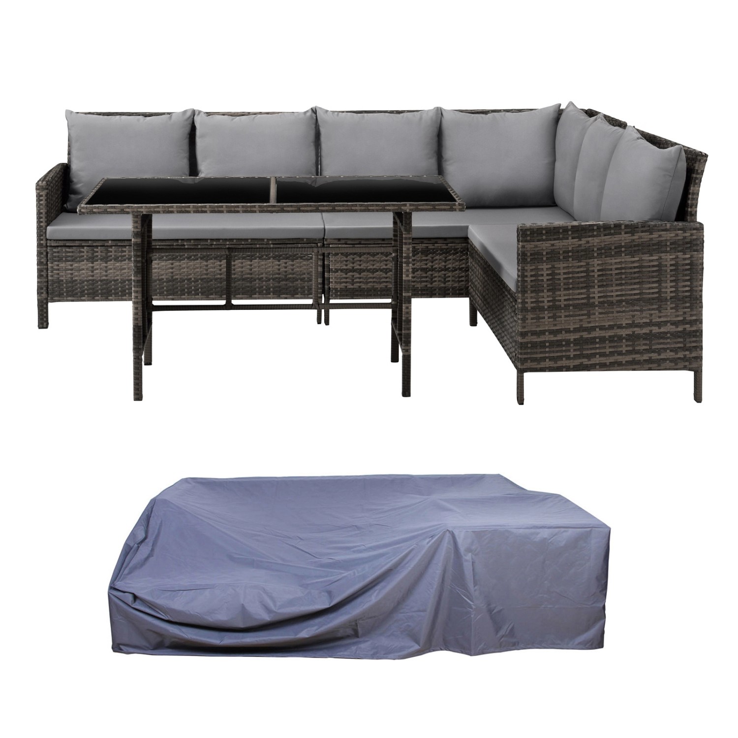 Svita Madison Rattan-Lounge Abdeckhaube Ecksofa Rattan-Lounge Gartenmöbel-S günstig online kaufen
