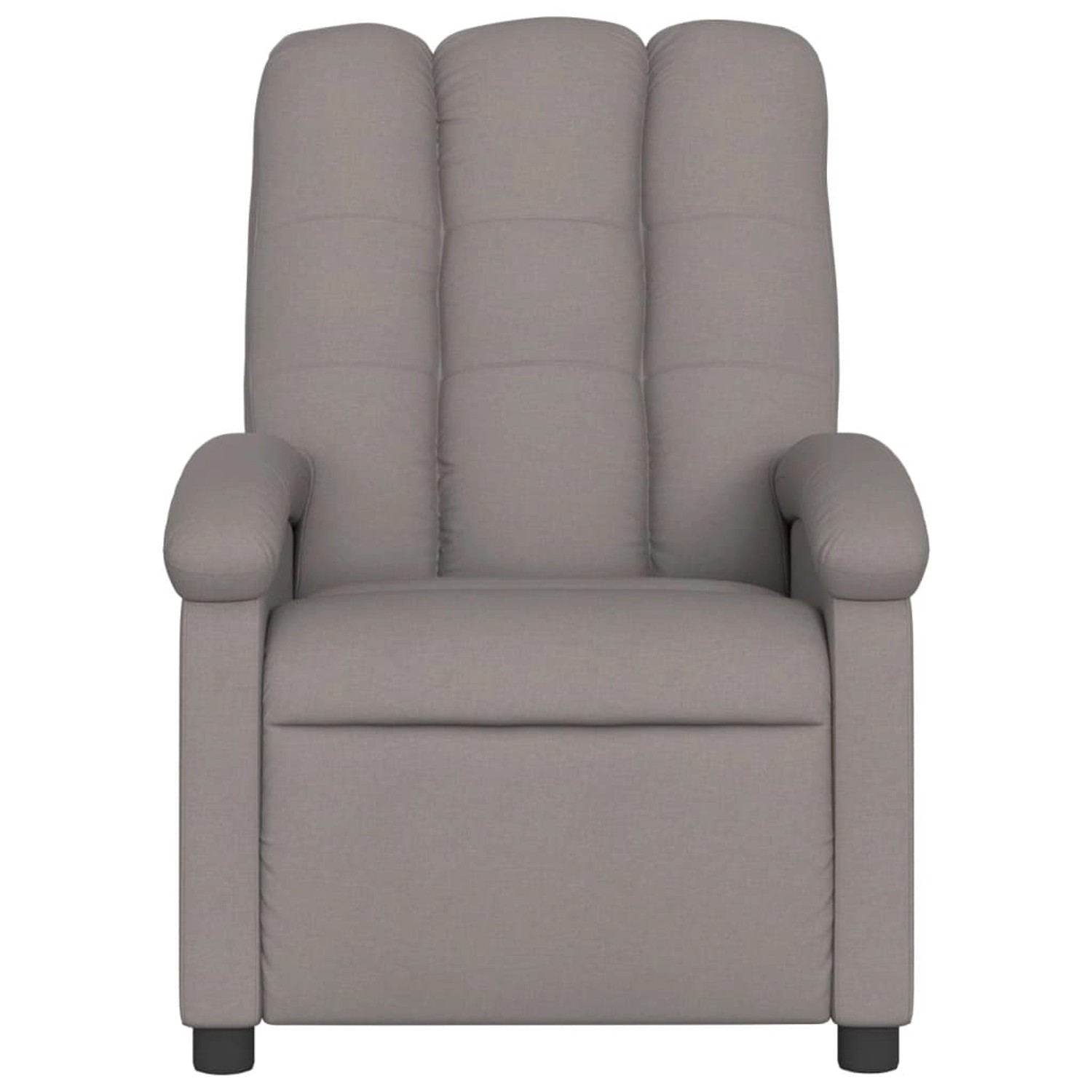 Elektrischer Massagesessel in Taupe aus Stoff, Relaxsessel für Wohnzimmer.