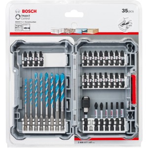 Bosch Schrauberbit-Set MultiConstruction Drill, 35-teilig, im Koffer mit Bits und Bohrern.