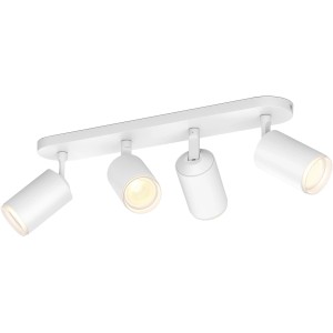 Weiße Philips Hue Fugato Spotleuchte mit 4 Strahlern, ideal für smarte Beleuchtung.