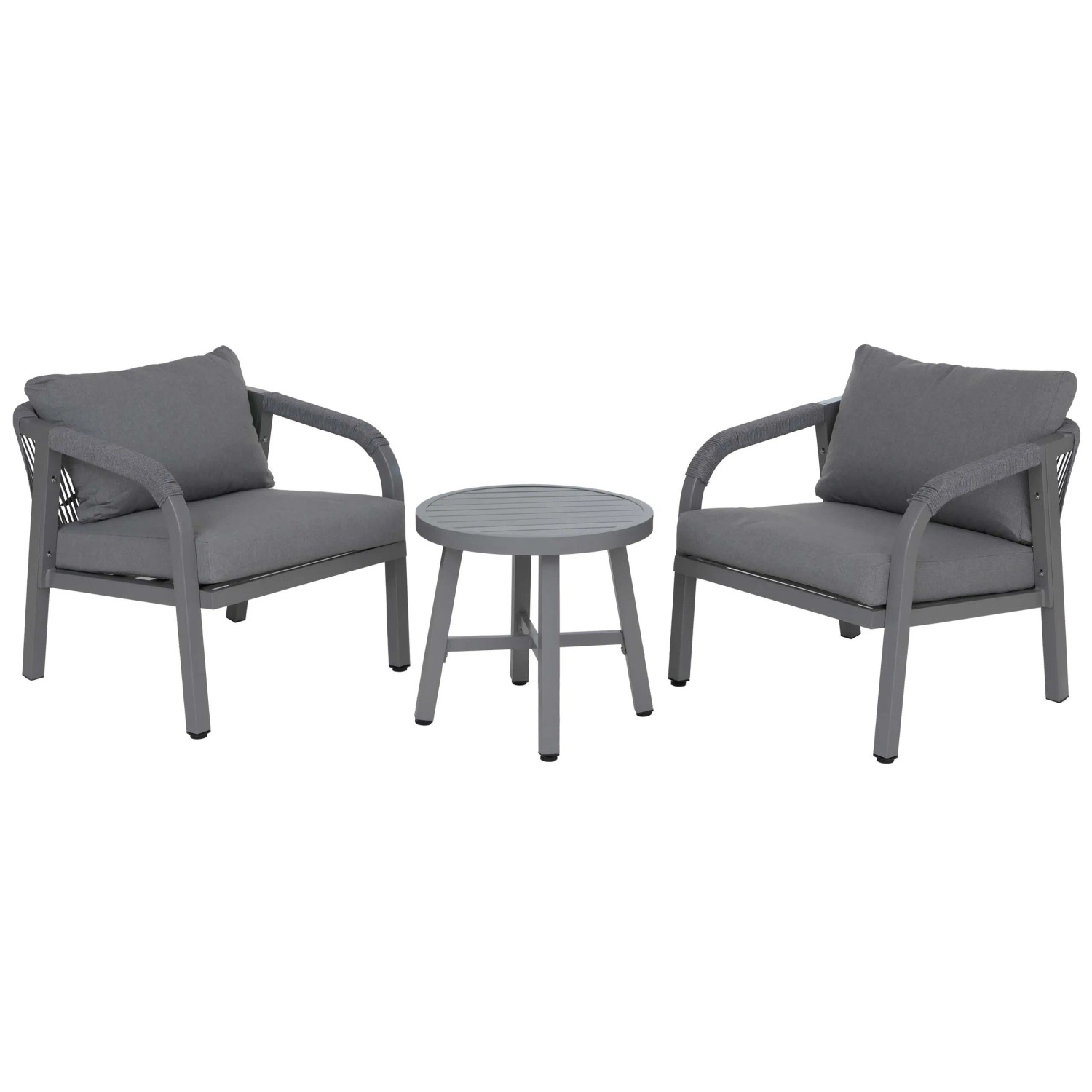 MCW Aluminium Lounge-Set P82 Stuhl Tisch Hellgrau