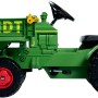 Grüner BIG Kindertraktor Fendt mit Ladefläche und verstellbarem Sitz, Seitenansicht.