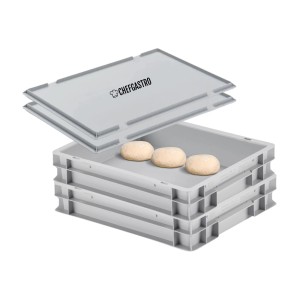 CHEFGASTRO Pizzaballenbox Set mit Deckel, 9L Teigwanne, stapelbar, für Pizzateig.