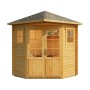 Imprägniertes 5-Eck Gartenhaus Sunny-A Natur, 200x200 cm, mit Doppeltür und Fenstern.