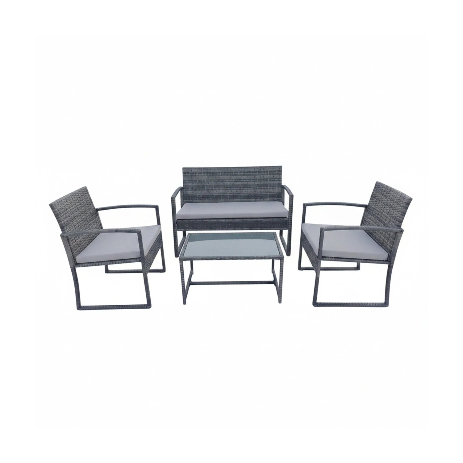 Relaxdays Gartenmöbel Set Polyrattan Grau 4-teilig 78 cm x 106 cm x 56 cm
