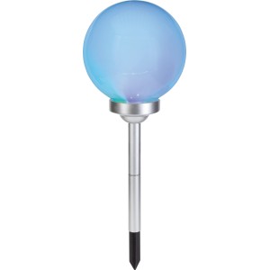 Weiße Solarleuchte Bojano mit Erdspieß, LED, Ø 15cm, RGB für Garten & Beet.