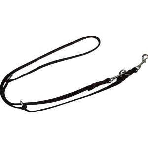 Schwarze Heim Hunde-Vorführleine aus Softleder, 220cm lang, mit eingestochenen Haken.