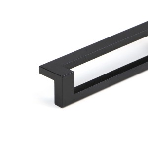 Emuca Lot von 5 Möbelgriffe Xirivella L160 mm 128 mm AChsenabstand Aluminium Schwarz Eloxiert