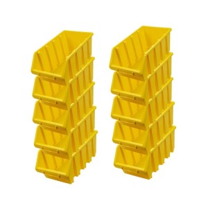 PROREGAL SuperSparSet: 10 gelbe Sichtlagerboxen aus Polypropylen, 15,5x20,4x34 cm.